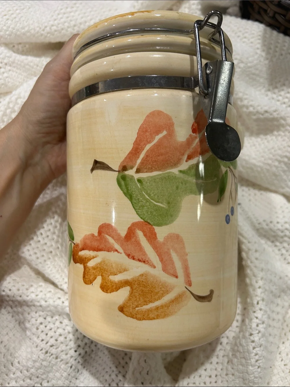 Homegoods Ceramic Airtight Storage Canister Grandmas Kitchen Memories in Autumn